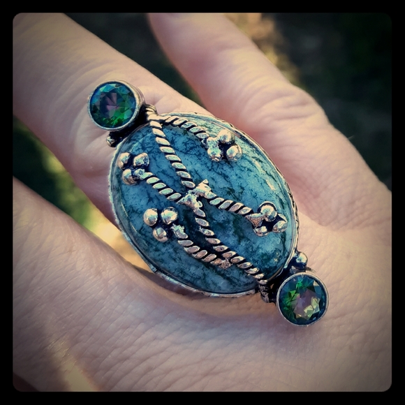 New Tree Agate & Mystic Topaz 925 Silver Ring. - Picture 4 of 8